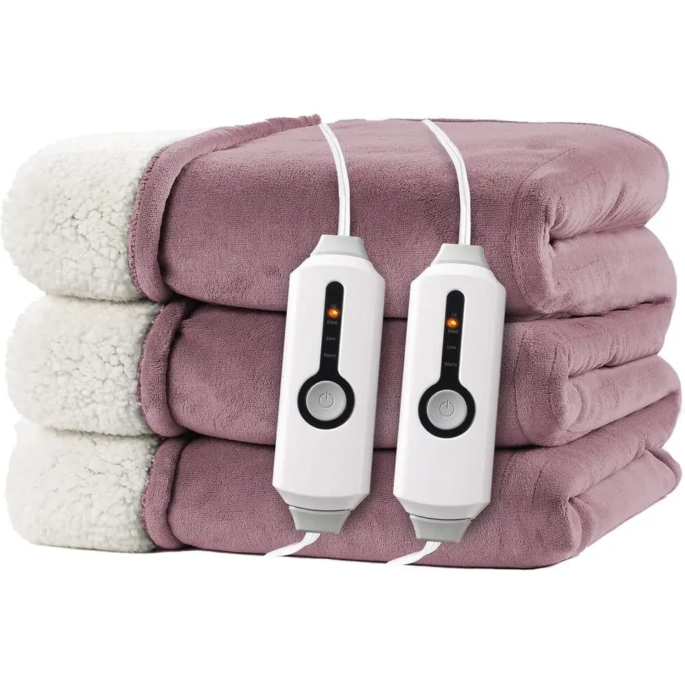 Coperta riscaldata elettrica king size 90"x100" - fronte-retro con micropeluche e Sherpa abric, 4 impostazioni di calore e 10 ore Auto O, doppia