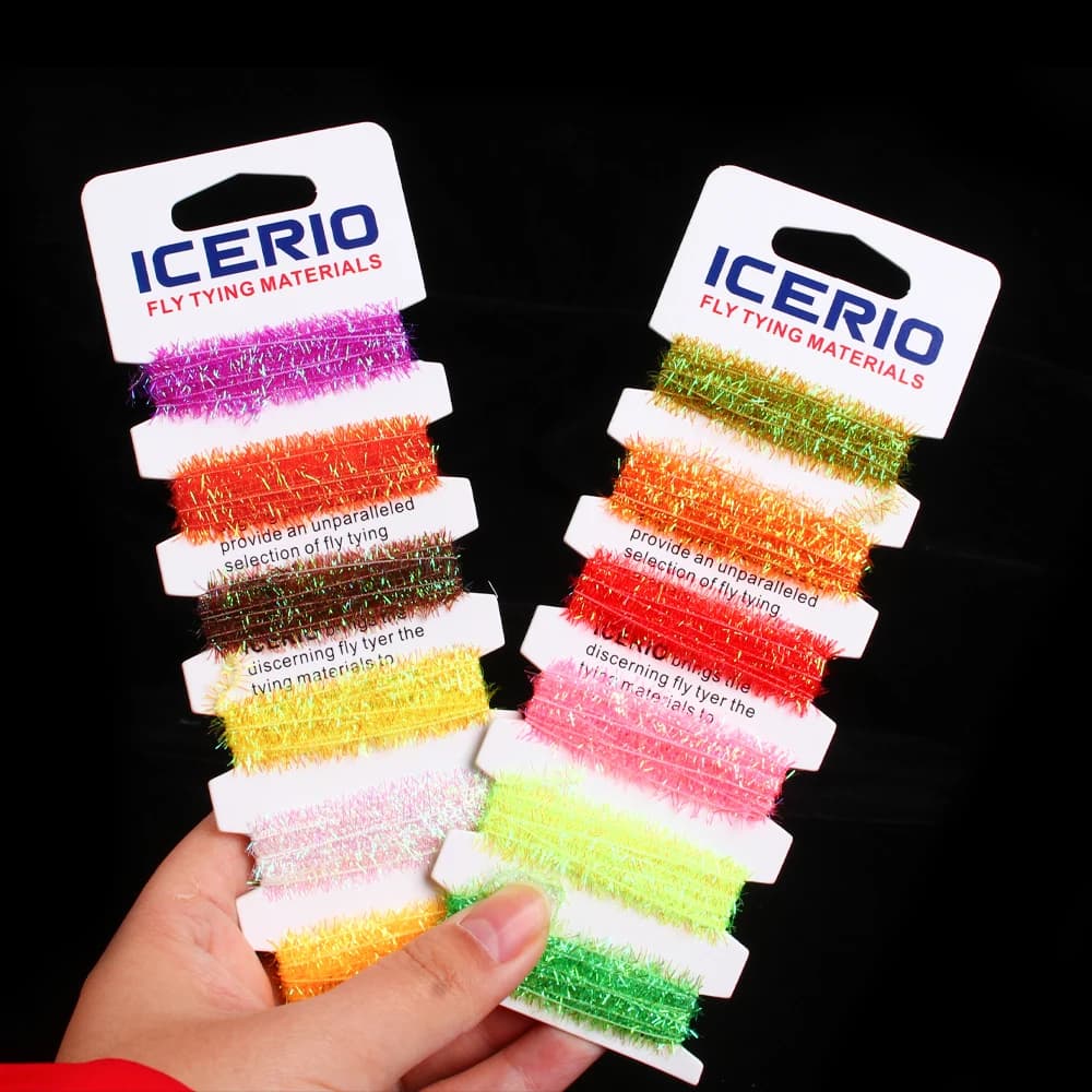 1/2Card Fly Tying Material Cactus Belt Crystal Flash Line Synthetic Great for Steelhead Fly Corpi Krystal Wooly Buggers