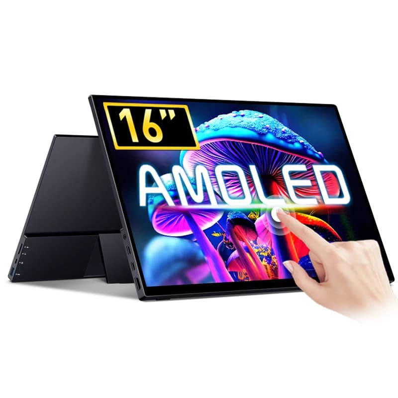 Portable 16'' AMOLED UHD 3840x2400p 400nits OLED Monitor with Type C Interface Aluminum Alloy Stand