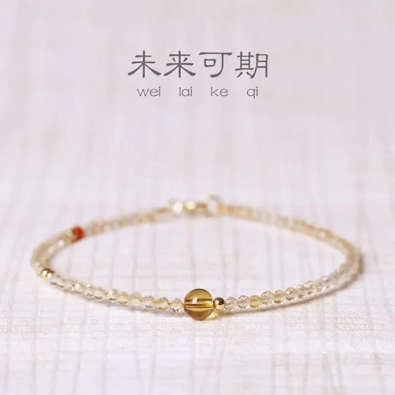 Ultra Fine Brazilian Natural Citrine Bracelet for Women Niche Artisan Design Sparkling Wealth Attraction Energy Jewelry Gift