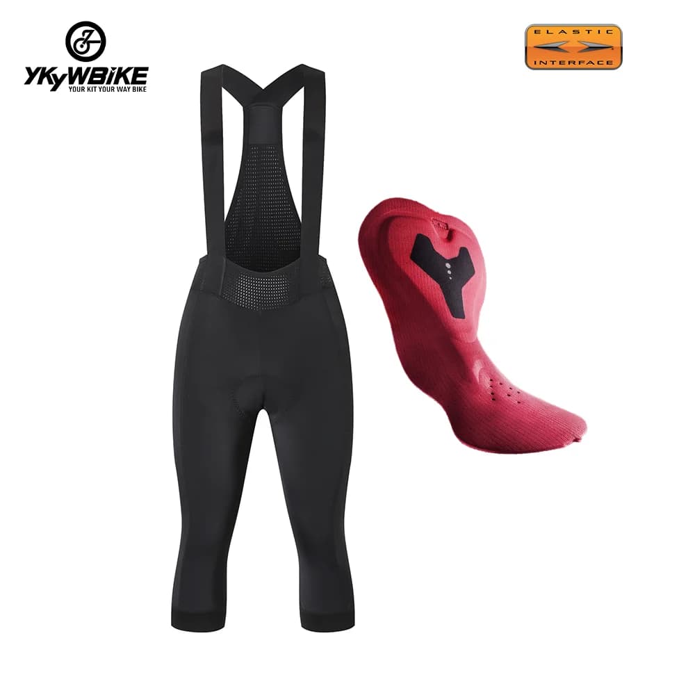 Ykywbike 3/4 shorts with women's cycling braces 7 hours lap italia interface padded shorts Pro road bike tights pants with suspenders bike shorts