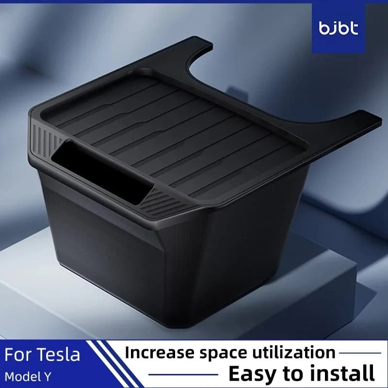 BJBT Car Rear Seat Storage Box Trash Can Under Air Vent Case Interior Stowing Space Accessories For Tesla Model Y Juniper 2025