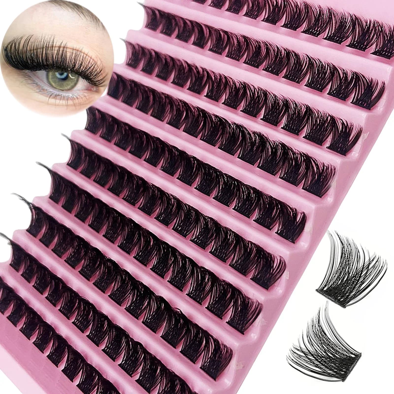 Natural D Curl Cluster Lash Extensions 120Pcs 8-16mm Mixed Length Everyday & Cosplay Special Occasion Eye Makeup
