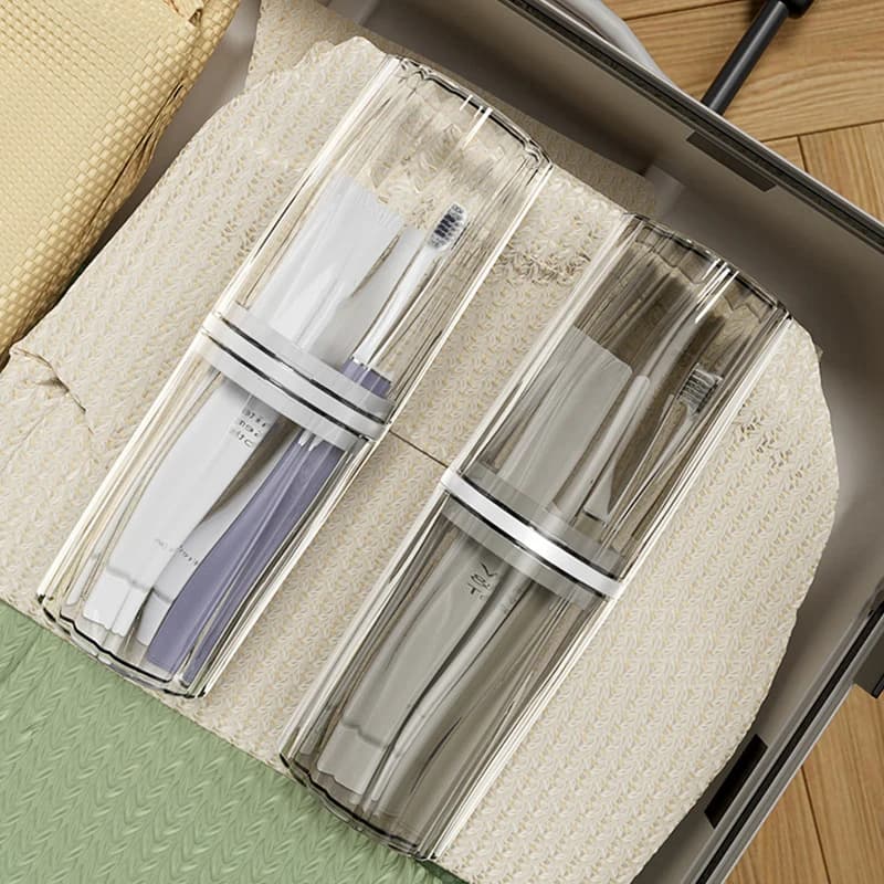 【L】Porta Spazzolino da Viaggio Portatile, Contenitore per Dentifricio, Scatola Organizer per Bagno, Tazza per Articoli da Toilette da Viaggio