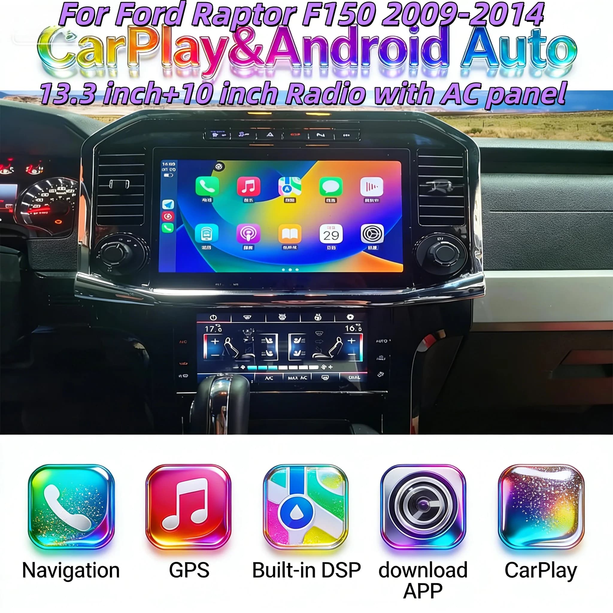 Multimedia Android Automotive For Ford F150 2009-2014 Wireless Carplay Auto Bluetooth Stereo GPS Navigation Head unit 4G wifi