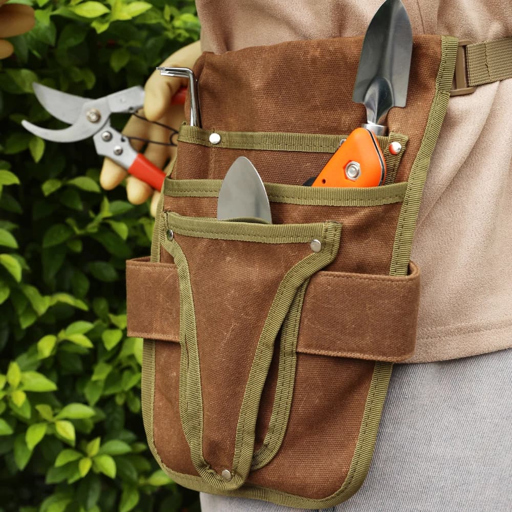 Borsa per attrezzi da giardino Borsa per attrezzi da cintura in tela con tasca multipla Borsa per attrezzi durevole portatile impermeabile per uomo e donna