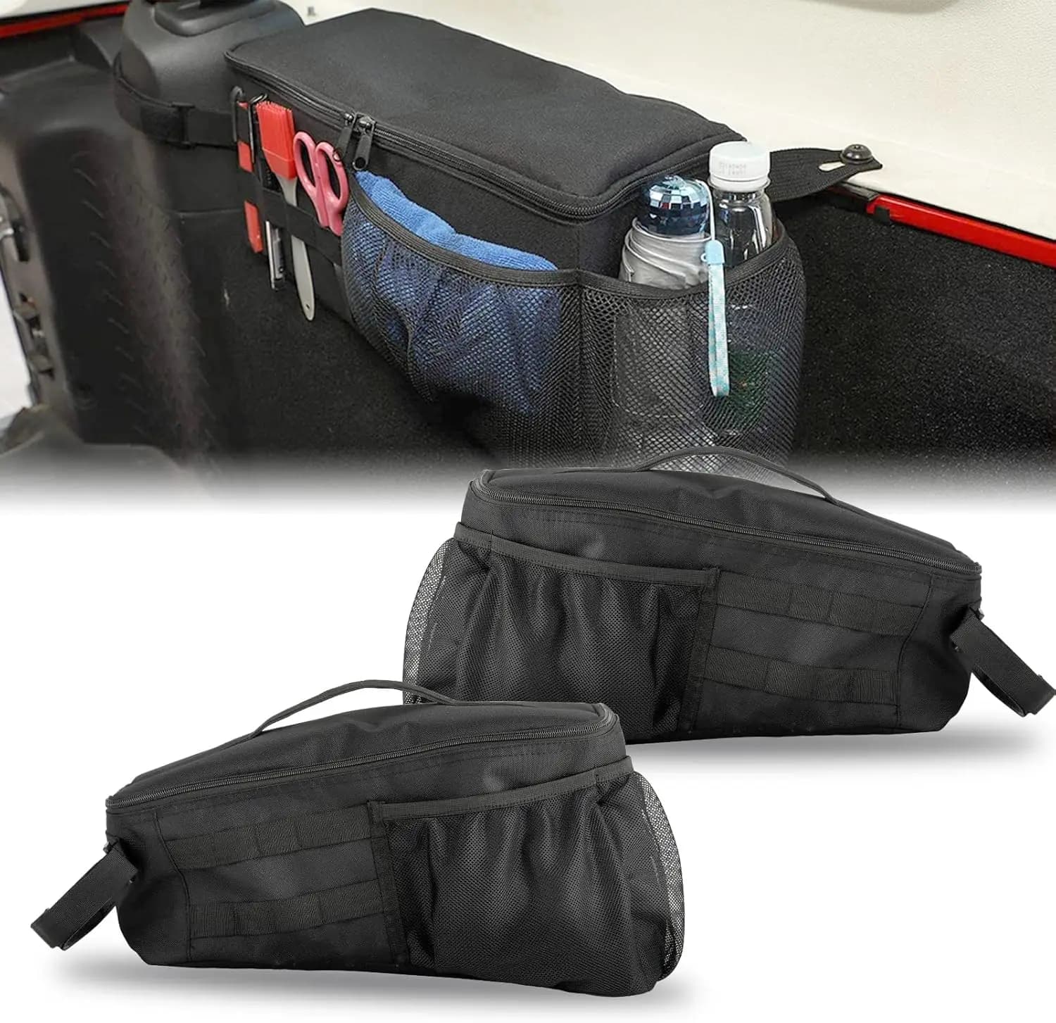 Borsa portaoggetti per portiera auto per modelli JKU a quattro porte 2007-2018, kit attrezzi (non per modelli a due porte), set da 2 pezzi, organizer auto resistente
