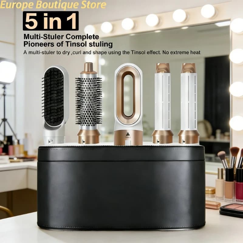 5 in 1 multifunction hair dryer with hot air comb, smoothing plate, hair curler and styler for salon and house