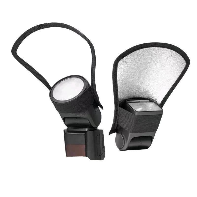Universal Camera Flash Diffuser Photo Flash Light Reflector 2 in 1 Silver/White Reflector Board for Canon Nikon DSLR Speedlite