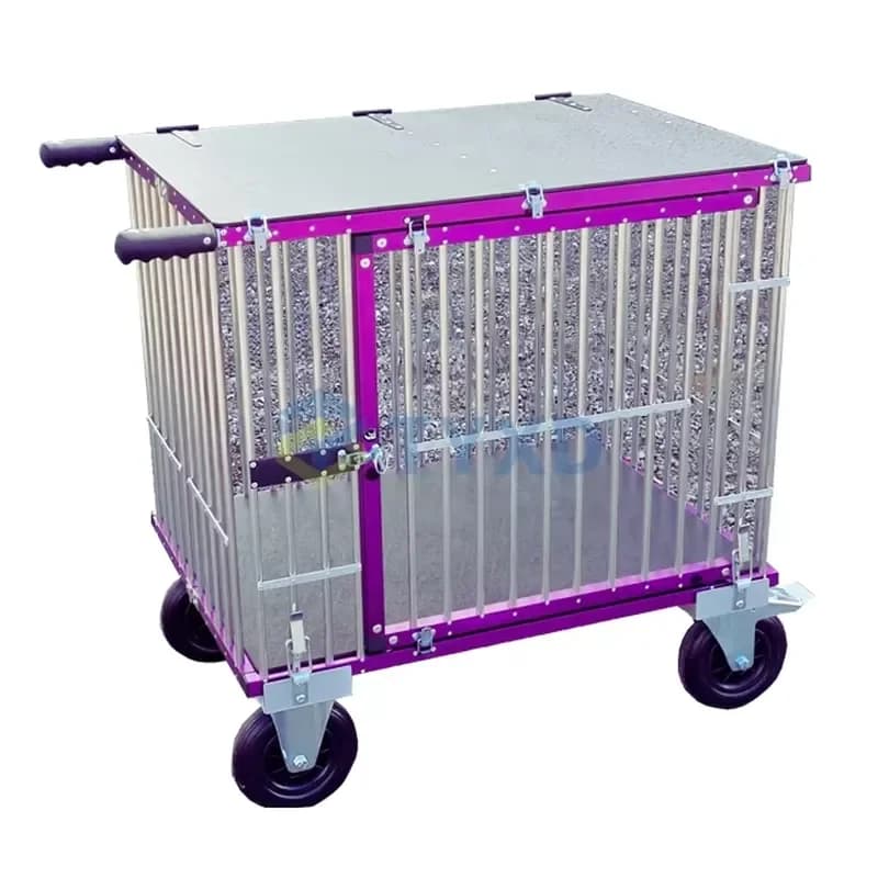 Portable Large Pet Show Trolley Cart Aluminum Foldable Dog Grooming Arm Button Closure Stylish Animal Pattern