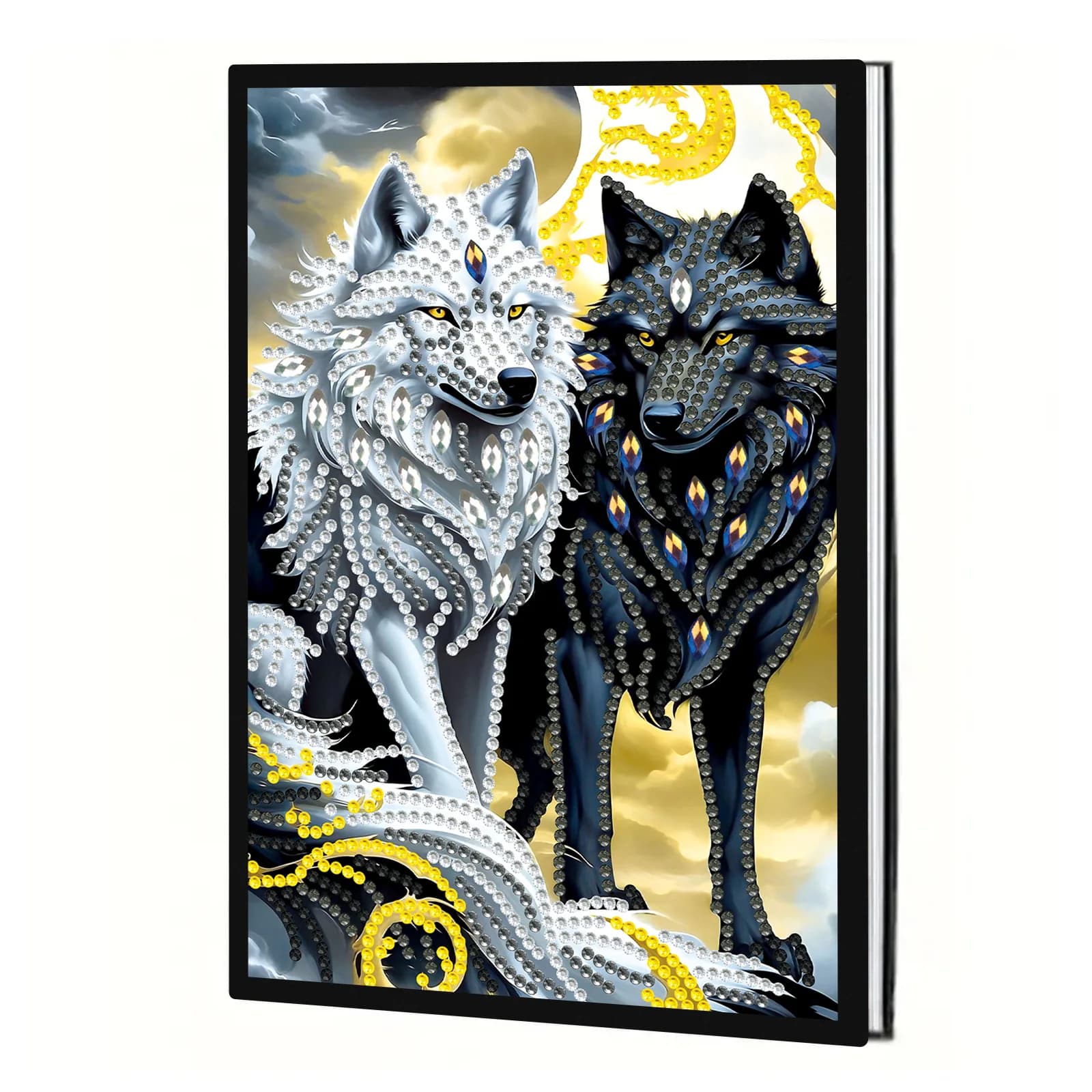 Kit di quaderni con pittura artistica con diamanti per adulti, quaderno con lupo feroce, punti artistici con diamanti a forma speciale per regalo artistico creativo per ufficio