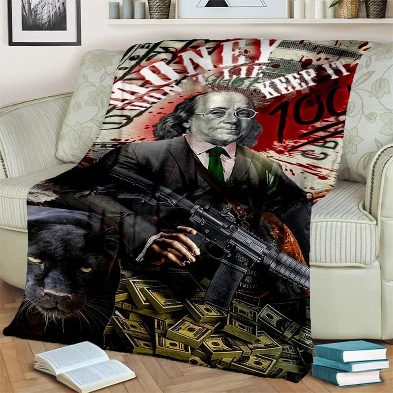 Coperta con motivo ricco di dollari euro e denaro 3D, morbida coperta da tiro per la casa, camera da letto, divano letto, picnic, viaggio, ufficio, coperta per bambini