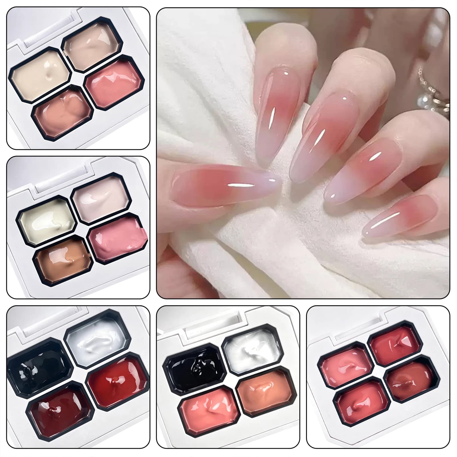 Solid Gel Nail Polish in 4 Colors, Not Colant, Highly Pigmented, Retarded Effect for Nail Art