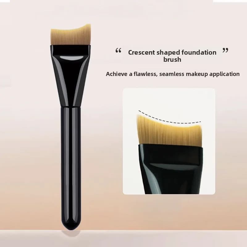 Ultra-thin Crescent Flat Foundation Brush, Arc-shaped Streak-free Makeup Tool Non-absorbent Easy Clean for Liquid Foundation