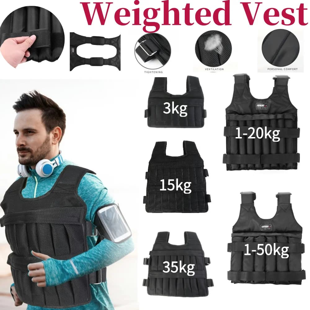 Gilet Ponderato Regolabile 3/15/35kg per Allenamento, Corsa, Jogging e Camminata