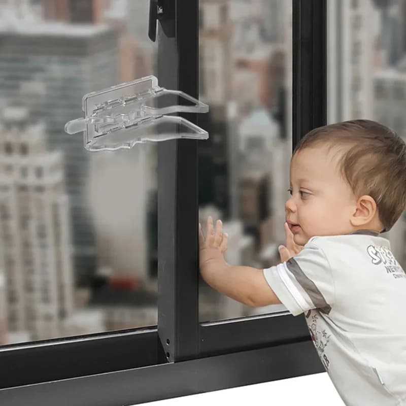5 pezzi di blocco per finestra di sicurezza per bambini, protezione di sicurezza per bambini domestici, per prevenire la finestra aperta, tappo per fascia scorrevole a farfalla autoadesiva