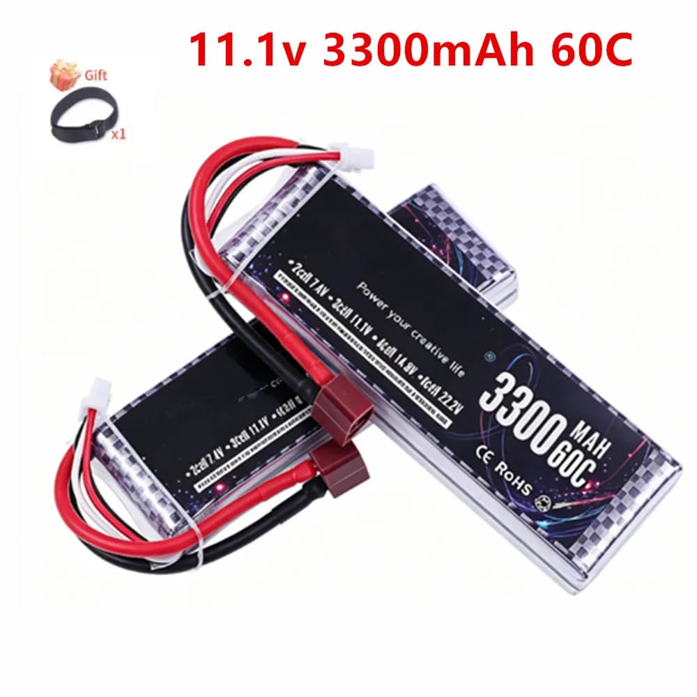 Batteria Lipo 3S 3300mAh 11.1V 60C per Drone RC FPV Aereo Barca Elicottero con Connettore XT60 DEANS T Plug XT30 JST