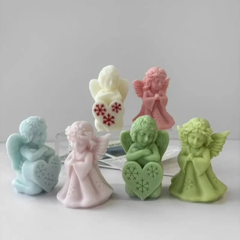 Stampo in Silicone 3D a Forma di Angelo per Candele, Gesso, Resina, Cemento, Sapone, Artigianato Fai-da-Te, Regalo di Natale