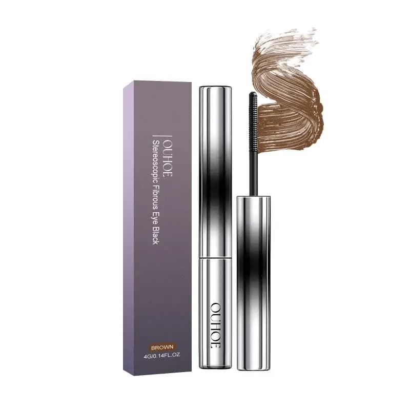 3D Mascara with Fibres for Ciglia Voluminose e Allungate, Nero/Marrone, Extension Ciglia, Makeup Brush Eyes, Cosmetics