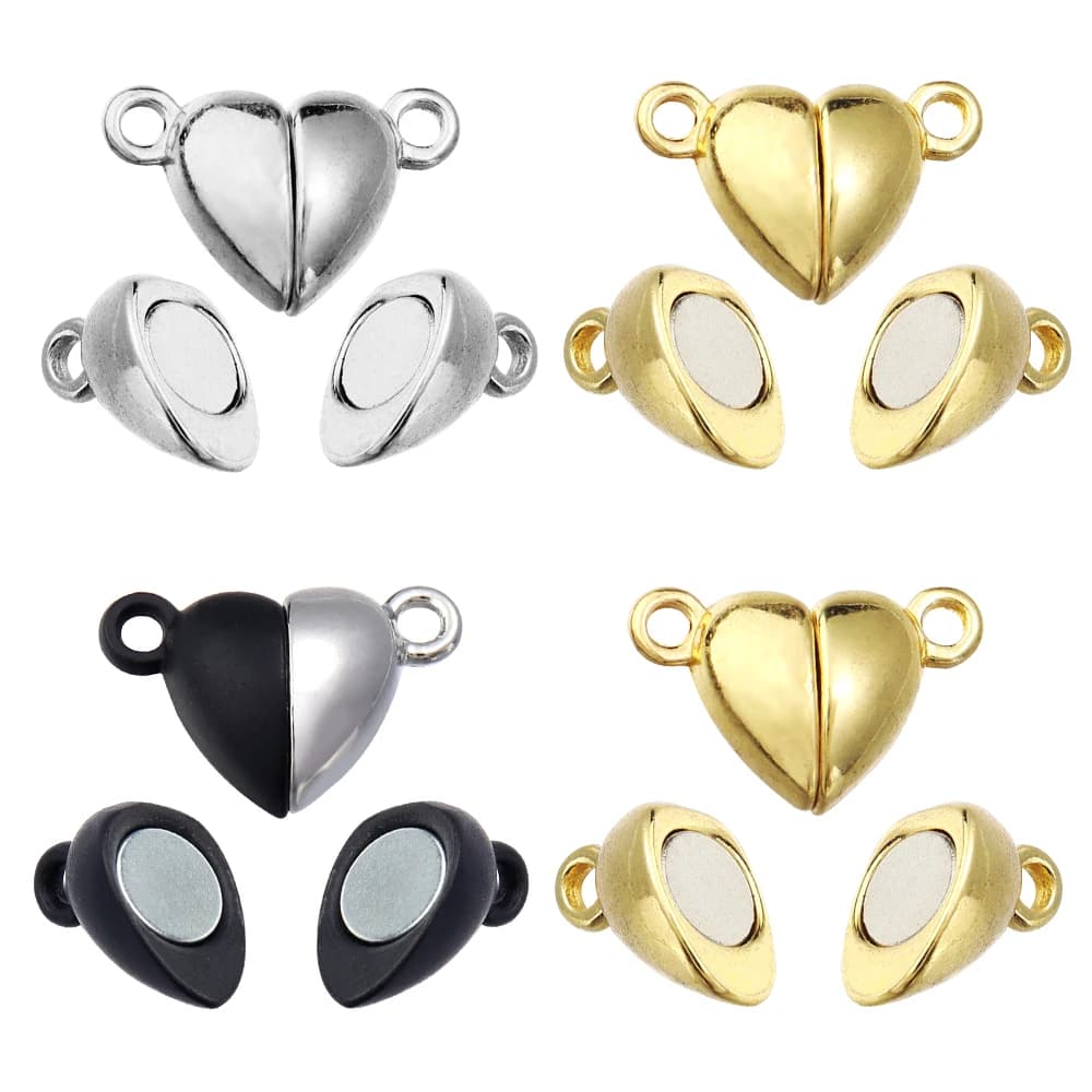 5pcs/Lot Alloy Love Heart Shaped Magnetic Clasps for Necklace Bracelet Magnet End Clasp Connectors DIY Jewelry Making Supplies
