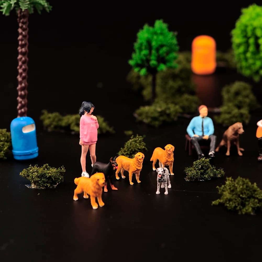 1/64 manuale dipinto a mano Diorama animale soldati scena figura modello bambola in miniatura per la decorazione della sabbia dell'auto