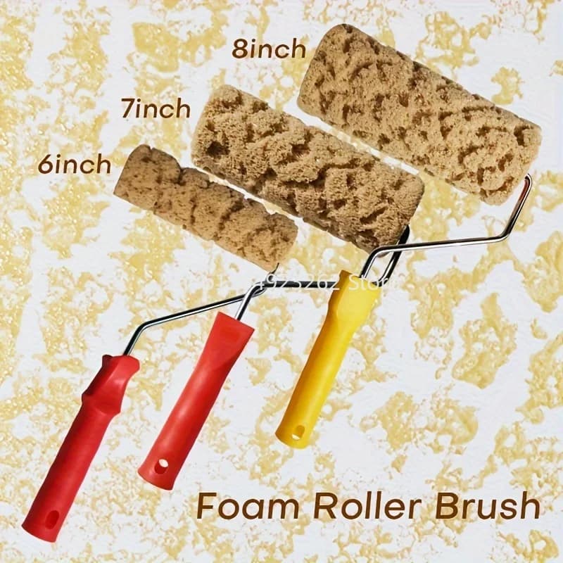 6 inch foam paint rollers, 7 inches and 8 inches with artificial algae textures for painters to use in mural decoration models