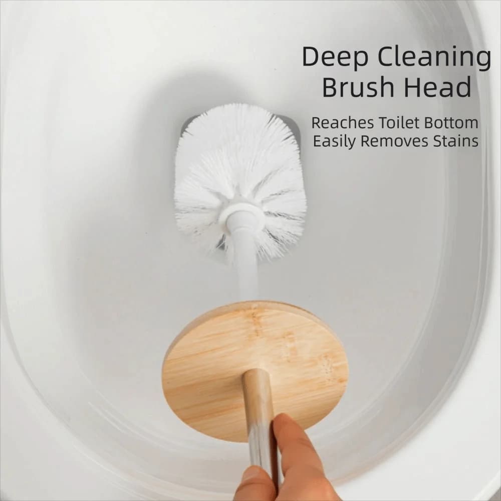 Anti Drip Toilet Brush Set Standing Base Long Handle Toilet Scrubber Soft Bristles Stainless Steel Handle