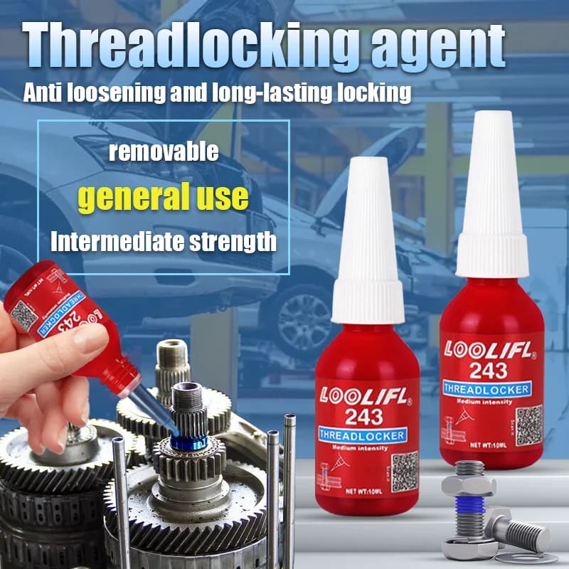 243 Thread Lock Blue Medium Strength, Locking and Sealing Nuts, Bolts, Fasteners and Metal, Can Prevent Loosening and Leakage