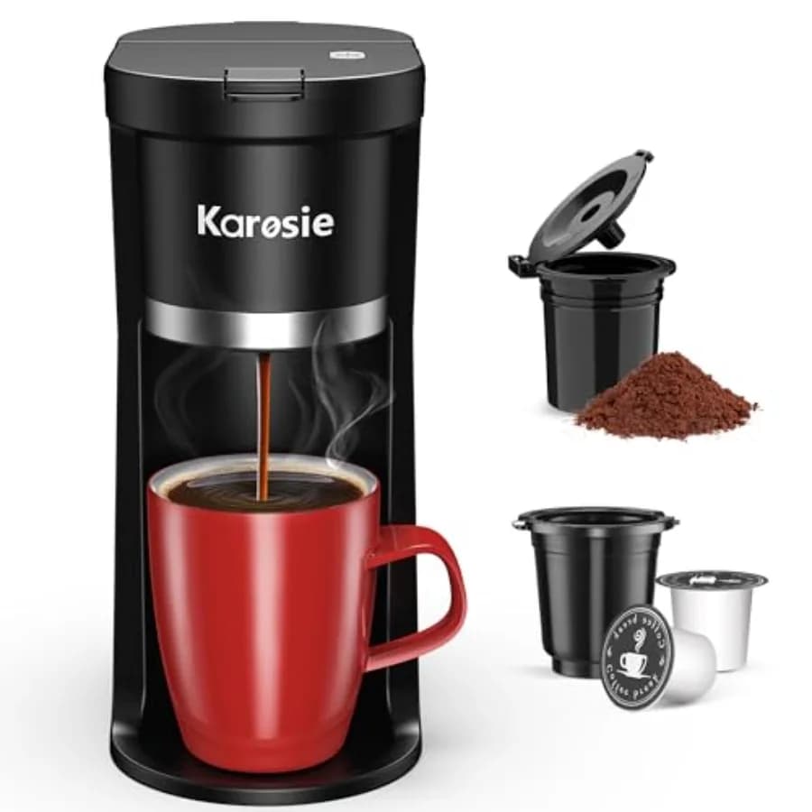 Macchina da Caffè per Singola Porzione, Preparazione Rapida per K-Cup e Caffè Macinato, Capacità 6-12 Oz, Macchina da Caffè Monodose con Pulsante Singolo