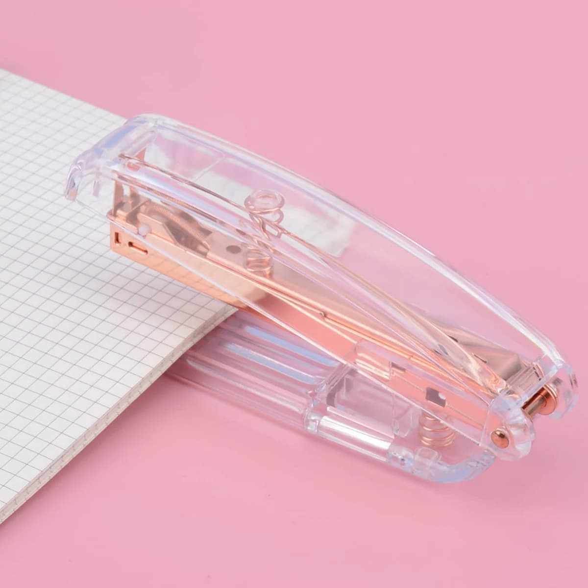 Cucitrice Trasparente Oro Rosa, con Graffette Rimovibili, per Ufficio e Scuola, Forniture di Cancelleria