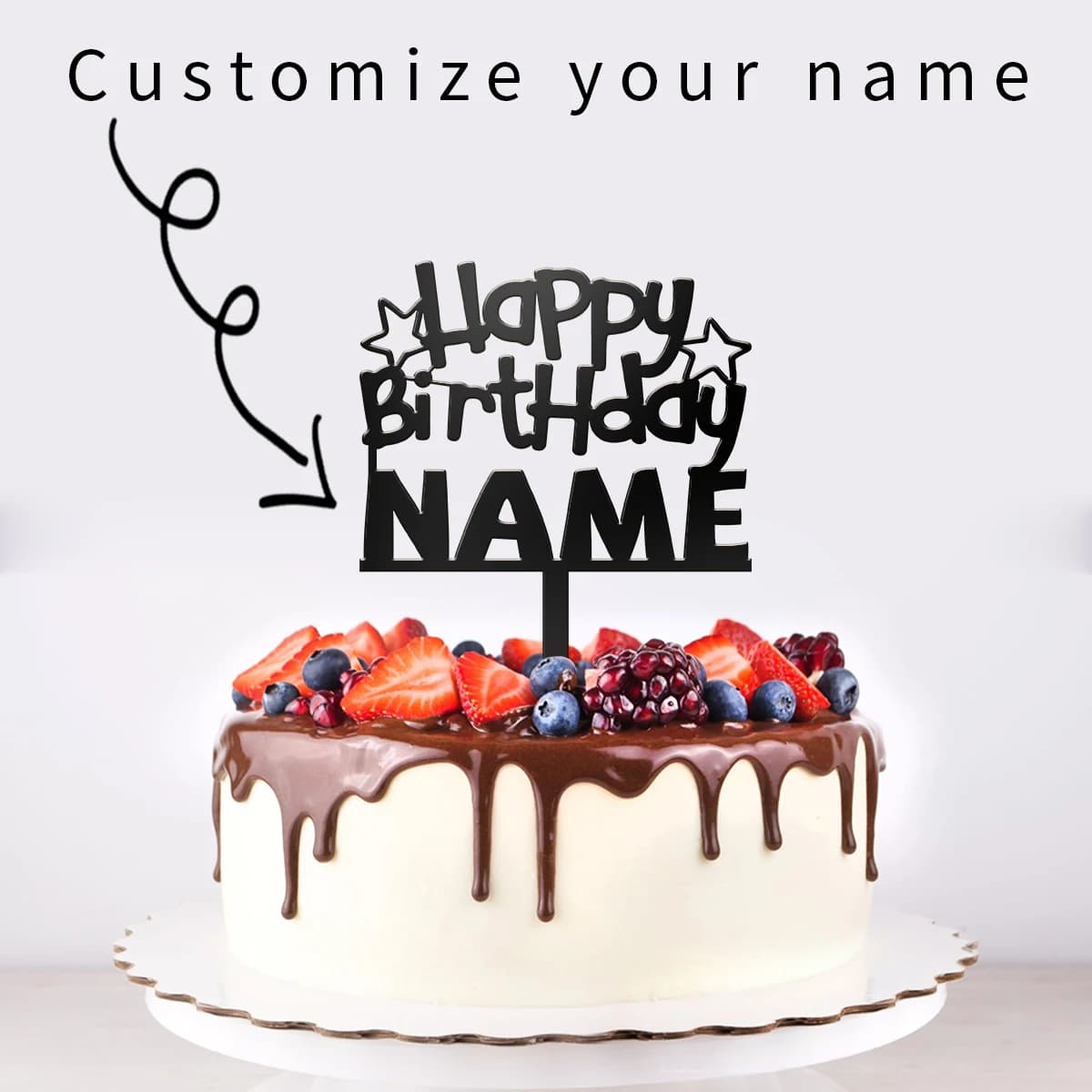 1pc Custom Acrylic Graduation Cake Topper Personalized Name with Joyful Star Design for Grad Party birthday gift