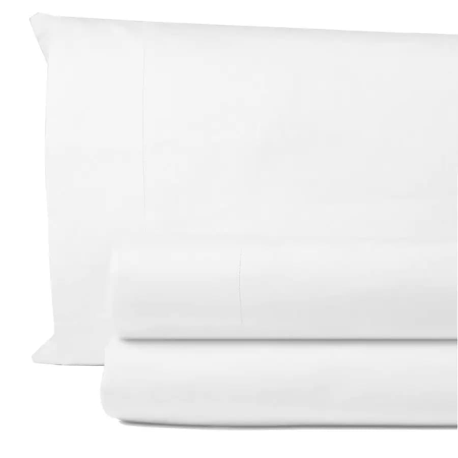 Set of Egyptian Cotton Sheets for Single Bed, 1000 Fili, Luxurious and Soft, White, with Tasche Profonde 16 Pollici