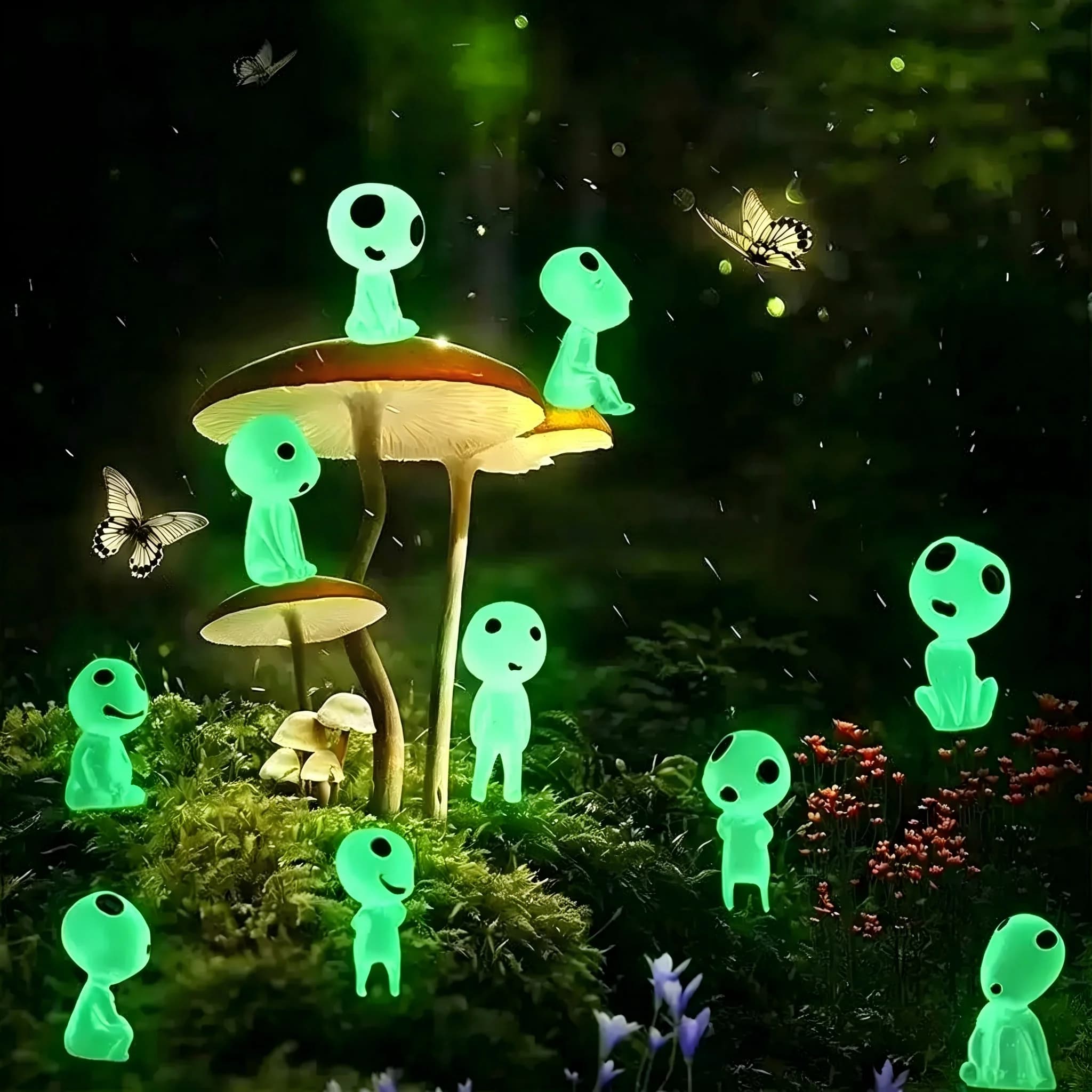 10 Pezzi di Figure Fantasma Luminose in Resina, Decorazioni Miniatura a Tema Alieno per Acquario, Creazioni Fai-da-Te per Terrari, Decorazioni per Halloween da Esterno