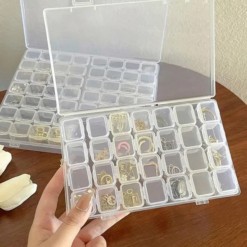 1 pz 28 griglie scatola di immagazzinaggio in plastica trasparente contenitore di immagazzinaggio per gioielli diamante ricamo arte artigianale custodia per accessori