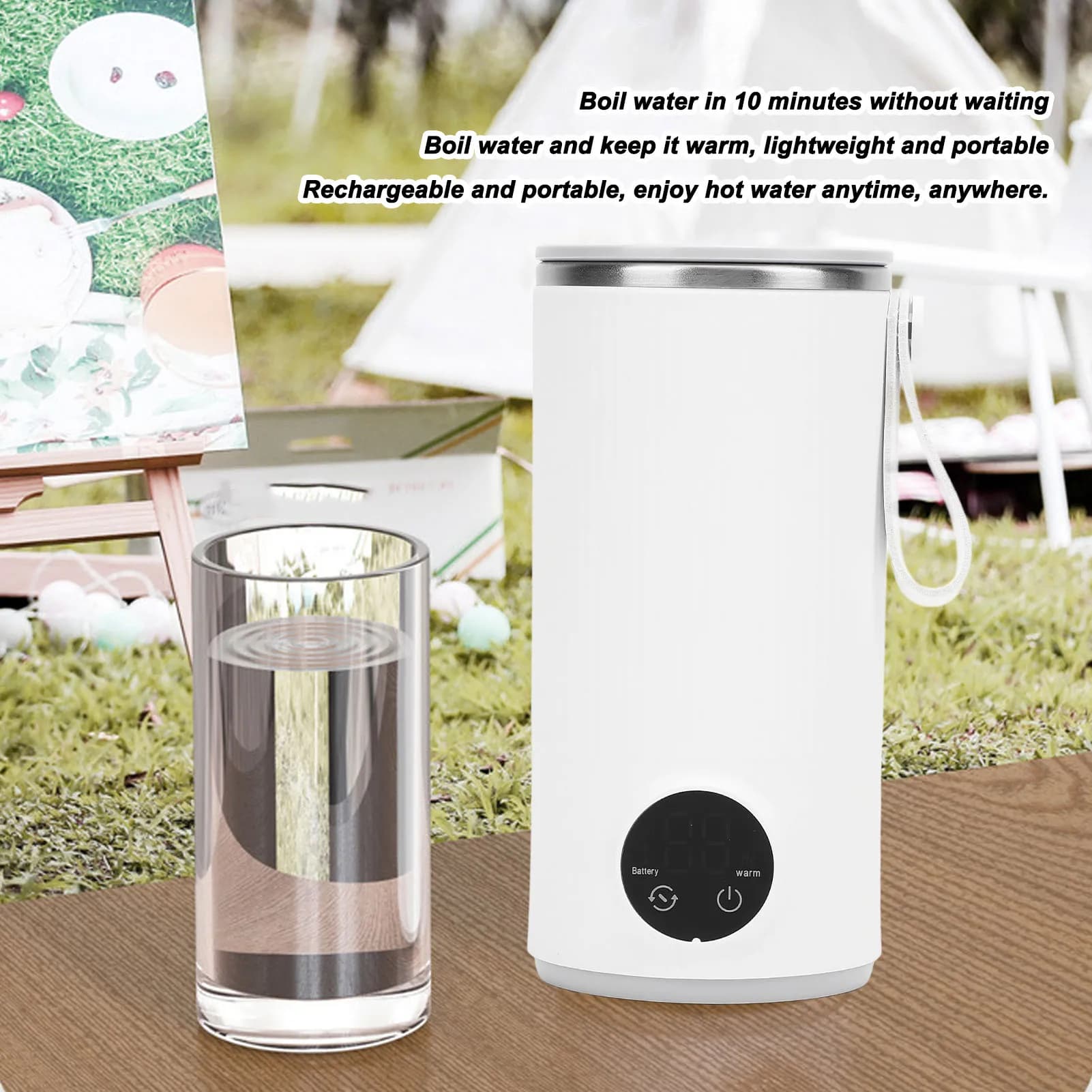 Bollitore Elettrico Da Viaggio Cordless Ricaricabile 400ML 55 ° C Bollitore per acqua calda da viaggio in acciaio inossidabile per bollitore elettrico da viaggio per latte