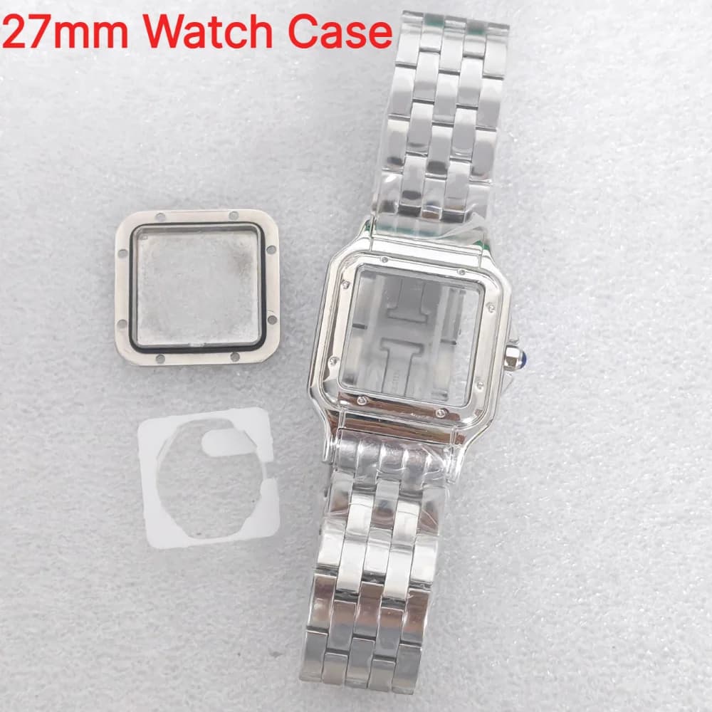 27mm*37mm Women Watch Case Strap Kits Square Elegant Ladies Fit 18.5mm Dial No Logo for VJ20 Quartz Movement Mod Parts