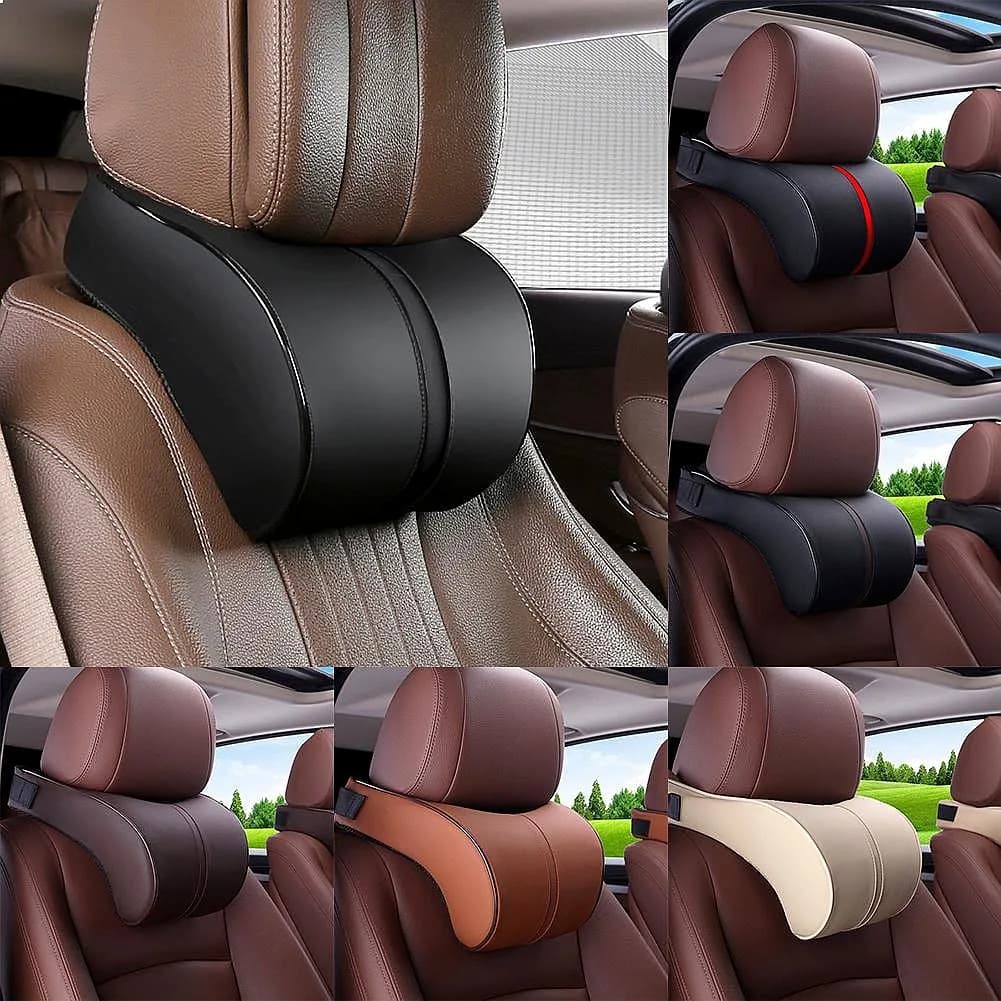 Car Headrest Pillow Memory Foam Cushion Ergonomic Design Pressure Relief Long Drive Comfort Neck Support