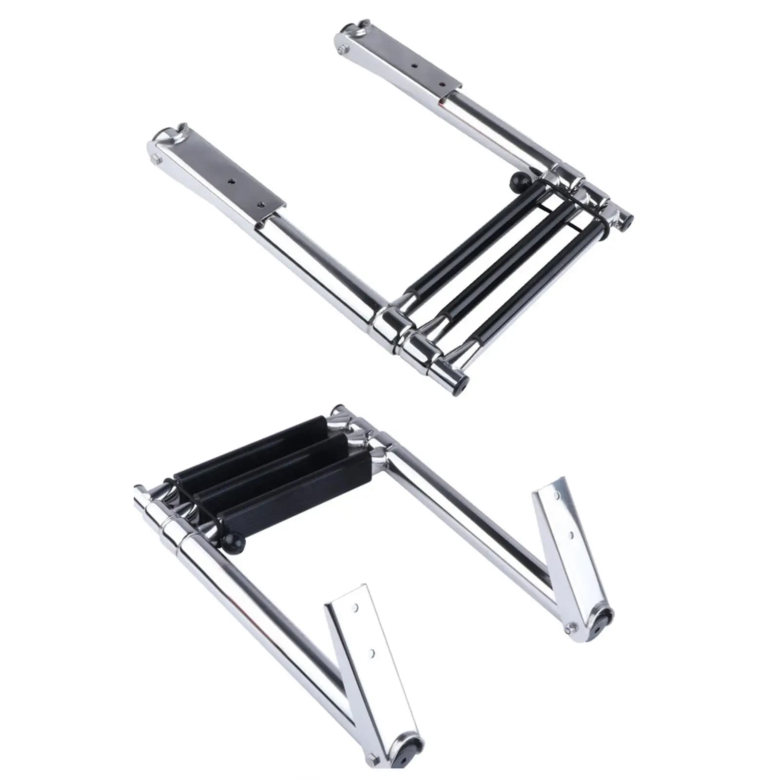 Pontoon Boat Ladder, Folding Ladder Equipment Non Slip Boarding Ladder Extendable Ladder for Camper RV, Pontoon Boat, Yacht