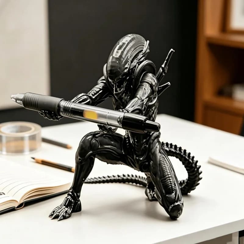 2-Piece Set of Gothic Style 3D Printed Alien-Shaped Pen Holders, Desktop Pen Holders for Pencils and Ballpoint Pens, Unique Office Supplies, Holiday Gifts, Cool Decorations