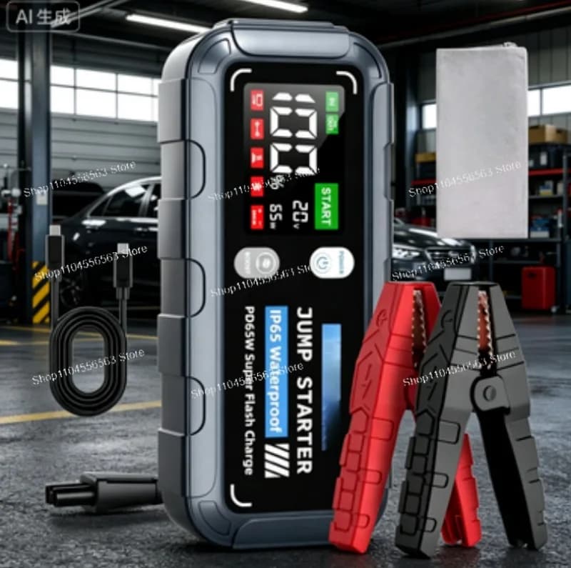 Avviatore di Emergenza Portatile IP65 6000A, Caricabatterie per Auto 12V con Schermo LCD per Tutti i Veicoli a Benzina e Diesel 12L
