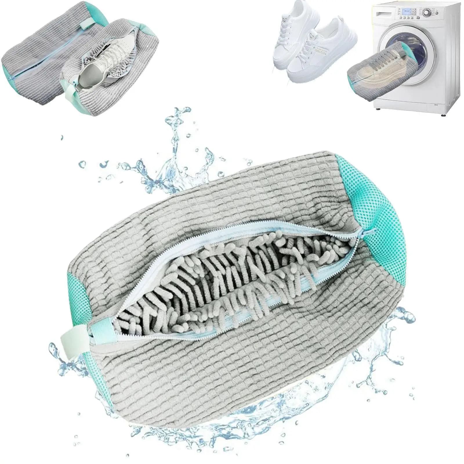 Lazy artifact shoe washing bag cylindrical polyester cotton laundry bag shoe protection anti deformation washing bag