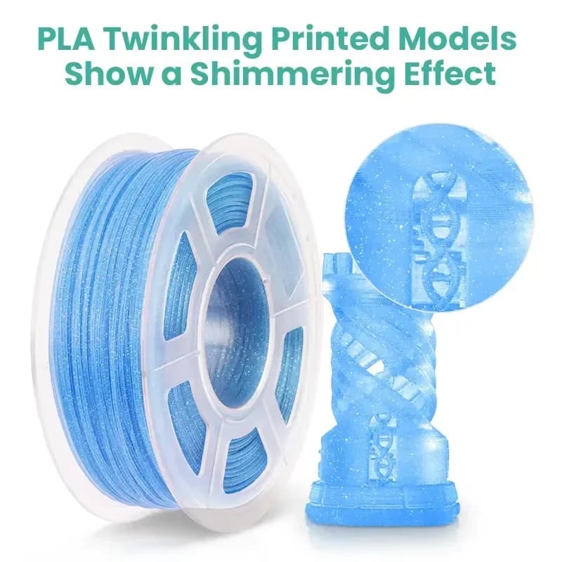 2026 1.75mm Twinkling Blue Industrial Grade PLA Filament 2.2lbs 1kg Coil Automatic 1-Year +/- 0.02mm Diameter Tolerance 7.14