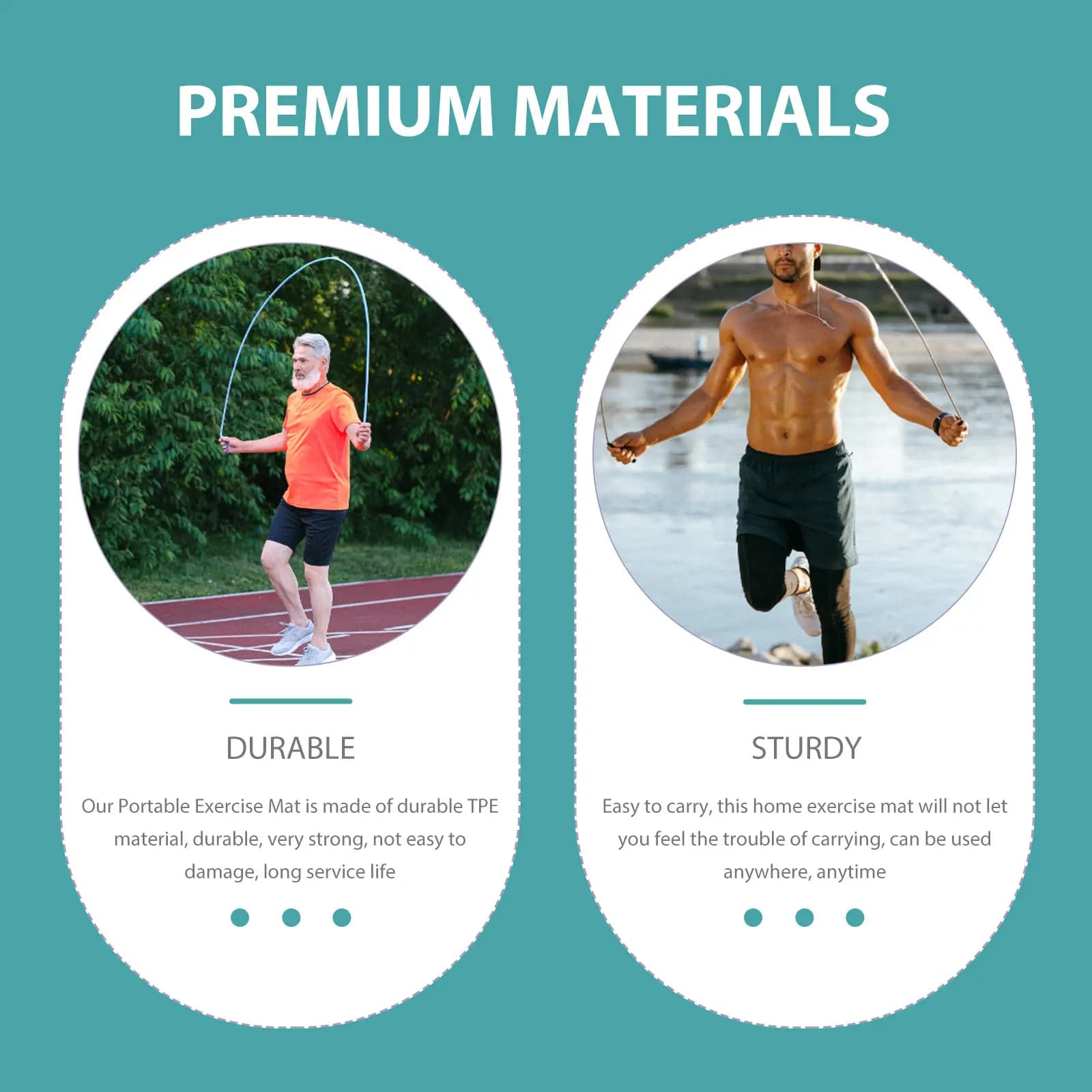 Tappetino Multifunzione per Saltare alla Corda, Insonorizzato, Portatile, per Allenamento Domestico, Yoga, Fitness ed Esercizi