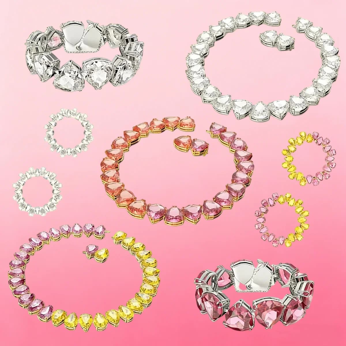 Set di Gioielli di Lusso 2026 in Argento S925 con Cristalli Bianchi, Collana a Goccia, Bracciale Charm, Orecchini e Anello per Donna