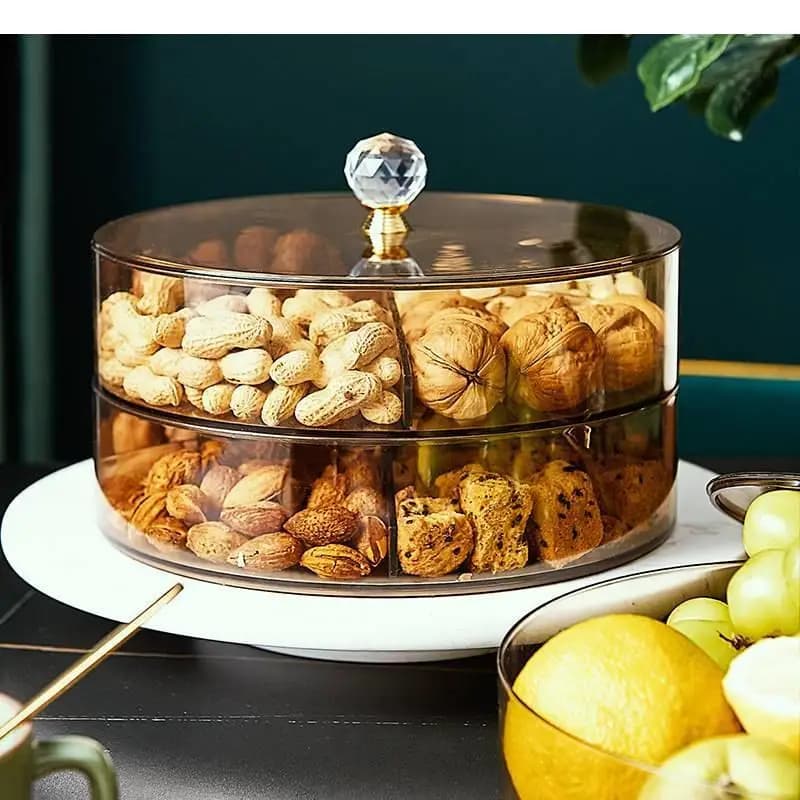 Contenitori in Plastica Multi-Griglia per Frutta Secca e Noci con Coperchio, Scatole per Zucchero, Contenitori per Snack e Caramelle, Decorazione Domestica