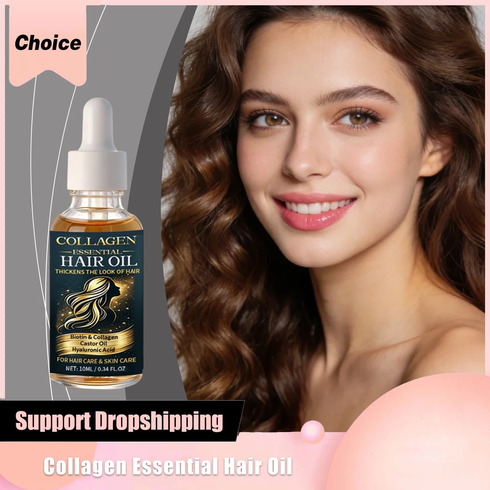 Olio Essenziale al Collagene per Capelli, Idratazione Profonda, Riparazione Capelli Danneggiati, Olio Nutriente, Controllo del Sebo, Balsamo Volumizzante con Acido Ialuronico