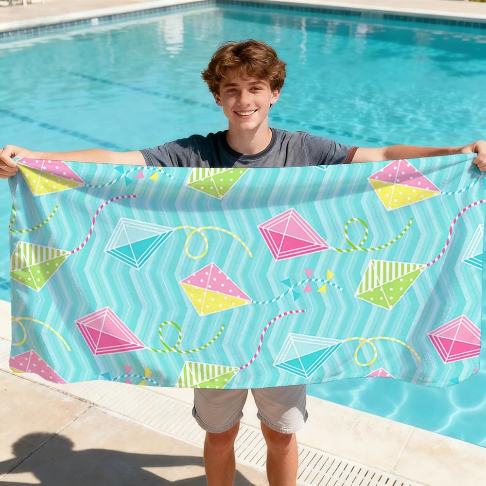 Asciugamani da spiaggia e da bagno Kawaii Kites and Ice Cream per il corpo, sauna, viaggi, spa, accessori per il bagno, spiaggia, campeggio, picnic