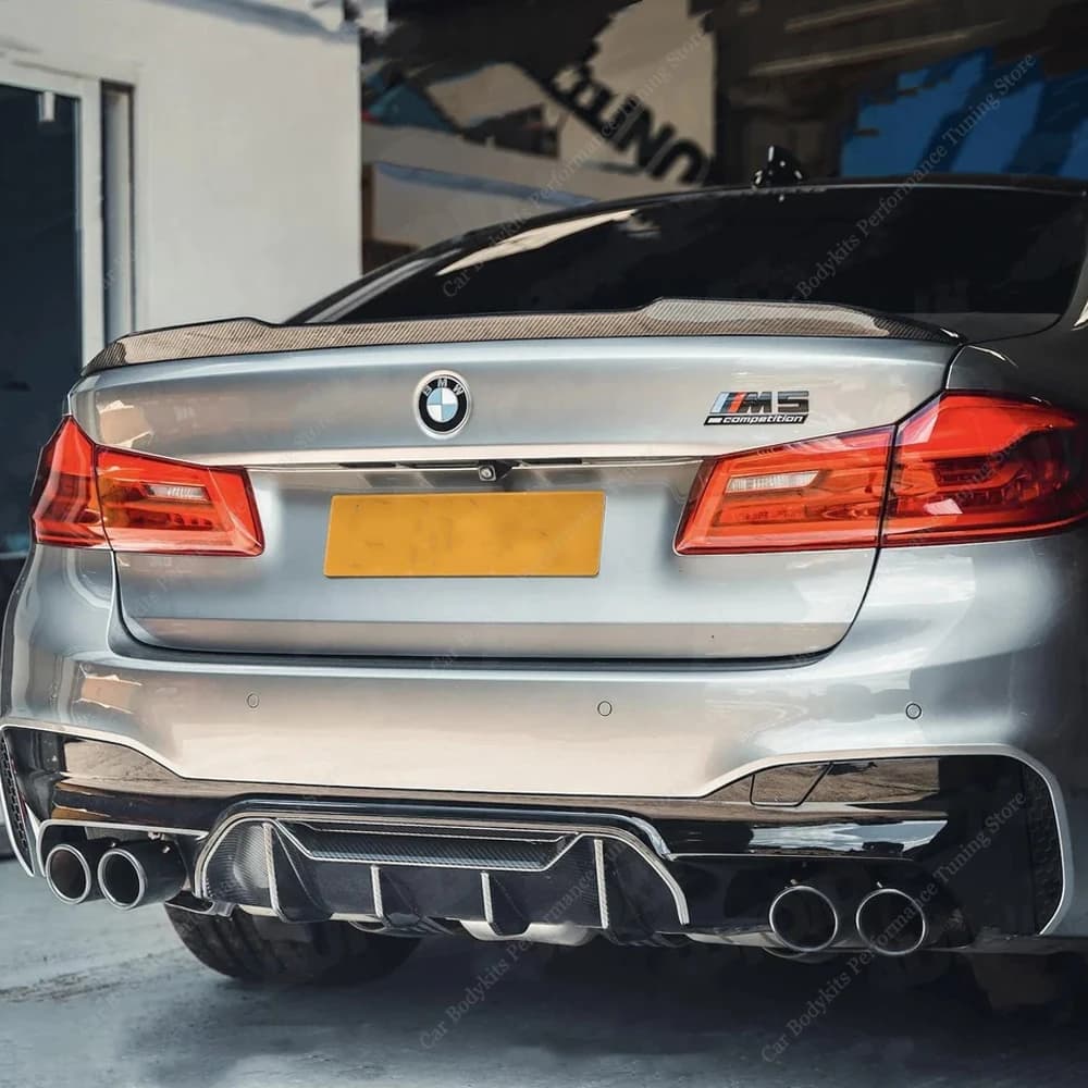Diffusore Posteriore in Carbonio Nero Lucido per BMW G30 G31 520i 530i 530d 540i 540d M Pack, Lip Paraurti Posteriore 2017-2023, Kit Carrozzeria