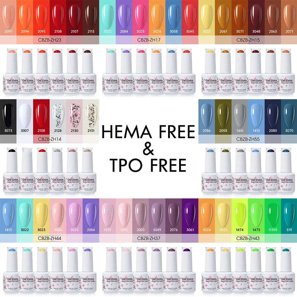 Clou Beaute Set di 6 Smalti Gel per Unghie Senza TPO e HEMA, Colori Estivi Brillanti, Gel UV LED Semipermanente, Smalto per Unghie