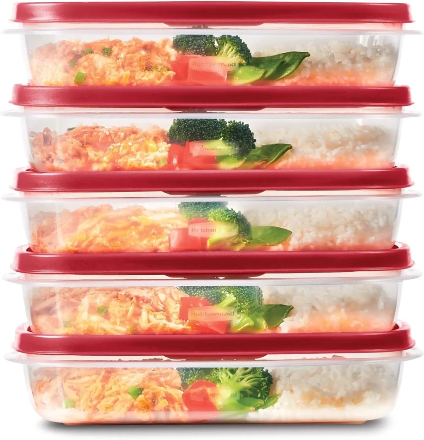Contenitori per la preparazione dei pasti da 5,5 tazze con coperchi facili da aprire in rosso, resistenti e a prova di perdite per la conservazione degli alimenti